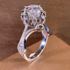 ✨Shiny Cubic Zirconia Stone Flower Pure Luxury Wedding Rings for Women,MARR9182